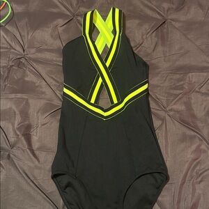 Jo&Jax Black and Neon Yellow leotard, adult medium